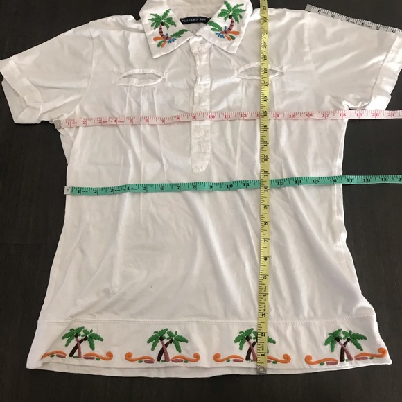 Cotton Polo Top w/Green /Brown Palm Trees Pussers British Virgin Islands Medium - Picture 6 of 9